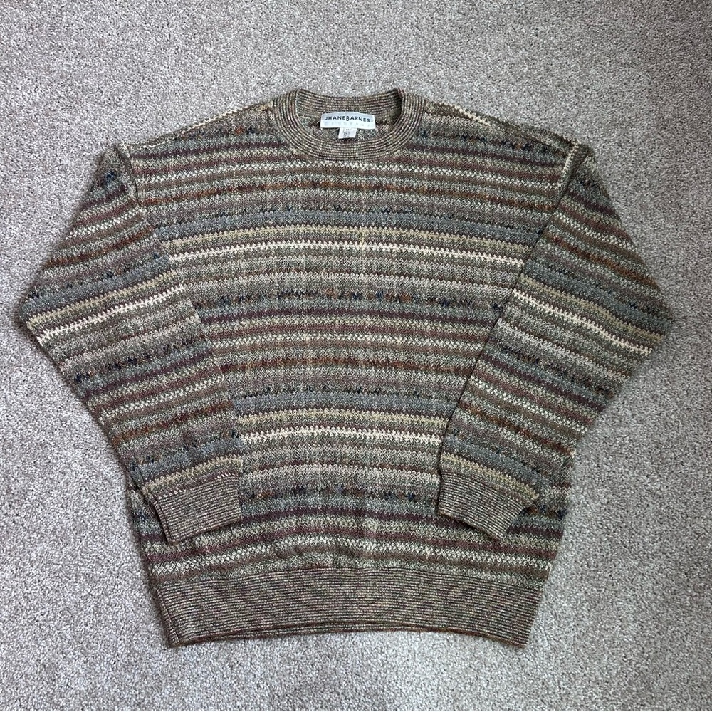 Jhane Barnes Men's Vintage XL Wool Blend Geometric Pullover Crewneck Sweater 90s